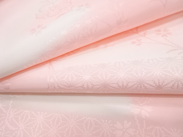  アンティーク　枝垂れ花模様織り出し　長襦袢地反物